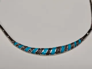 Gargantilla Mexicana Plata y Turquesa