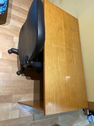 Mesa y Silla Escritorio Madera Cuero