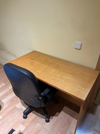 Mesa y Silla Escritorio Madera Cuero