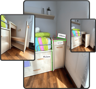 Cama nido doble con cajones, cabecero y escritorio