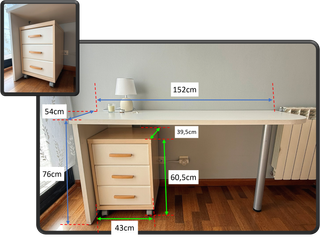 Cama nido doble con cajones, cabecero y escritorio