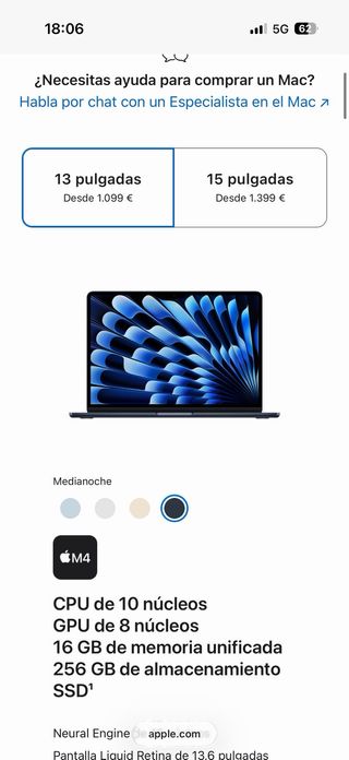 MacBook Air 13 M4 16GB 256GB Azul Precintado