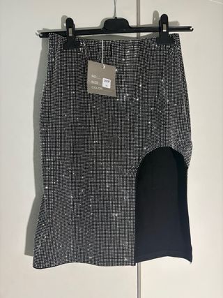 Falda de fiesta plateada