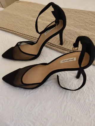 Stradivarius Zapatos Fiesta Malla Negros