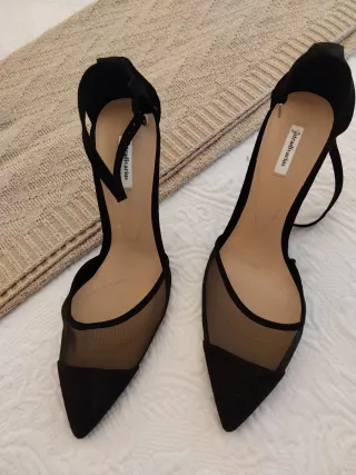 Stradivarius Zapatos Fiesta Malla Negros