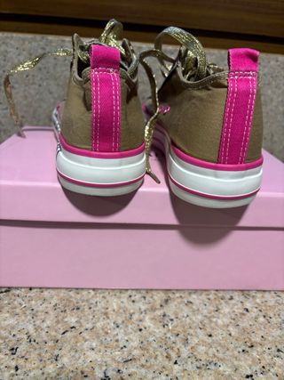 Zapatilla Lola Casademunt Lona Marrón/Fucsia/Dorad