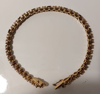 Pulsera b. Oro 18k, plata de ley 925 y 42 zafiros