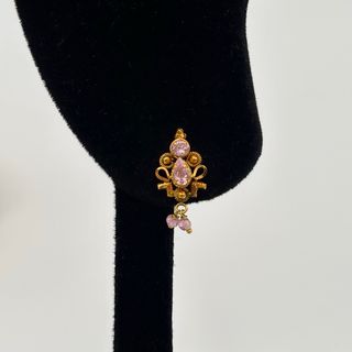 Pendientes de oro 22kt con gemas rosas