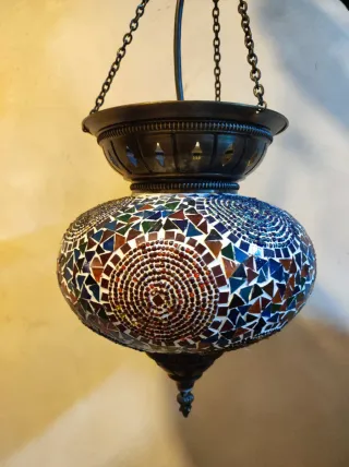 Lámpara árabe mosaico cristal y metal