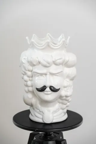 Coppia vasi ceramica testa uomo donna