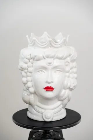 Coppia vasi ceramica testa uomo donna