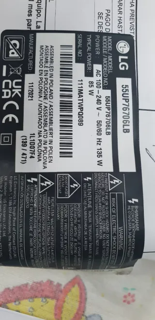 Placa Fuente TV LG 55UP76706LB