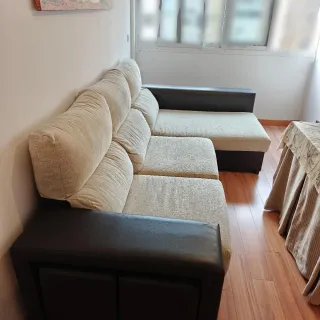 Sofá Chaise Longue Beige y Marrón