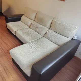 Sofá Chaise Longue Beige y Marrón