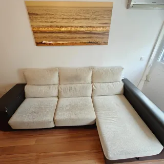 Sofá Chaise Longue Beige y Marrón