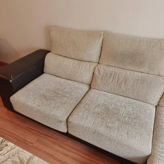 Sofá Chaise Longue Beige y Marrón