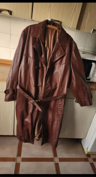 Chaqueta de cuero marrón talla 54