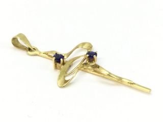 Colgante Cruz 2 Piedras Rubi 18k