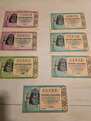 Lotería Nacional: Décimos Años 50-60-61-63