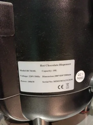 Chocolatera de 10 Litros al baño María.