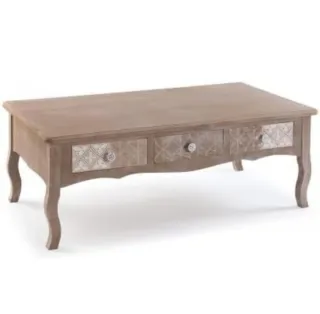Mesa de centro madera con 3 cajones