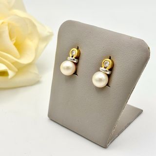 Pendientes de oro 18kt con perlas y diamantes