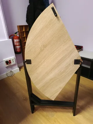 Mesa redonda madera y metal plegable