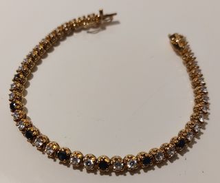 Pulsera baño Oro 18k, 42 zafiros y plata ley 925