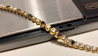 Pulsera baño Oro 18k, 42 zafiros y plata ley 925