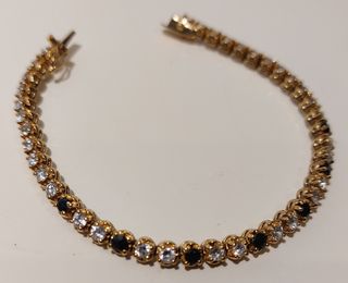Pulsera baño Oro 18k, 42 zafiros y plata ley 925