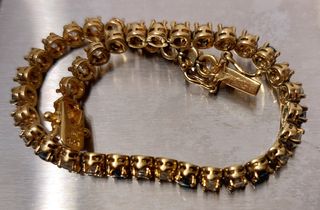 Pulsera baño Oro 18k, 42 zafiros y plata ley 925