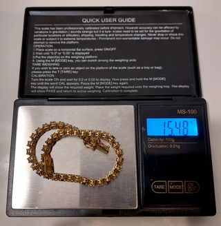 Pulsera baño Oro 18k, 42 zafiros y plata ley 925