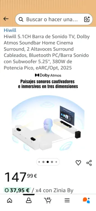 Barra Sonido Hiwill Dolby Atmos 5.1CH