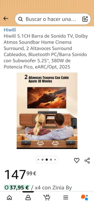 Barra Sonido Hiwill Dolby Atmos 5.1CH