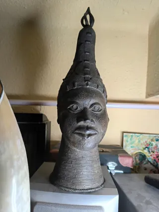 Cabeza Bronce Benín África,44 cm de alto