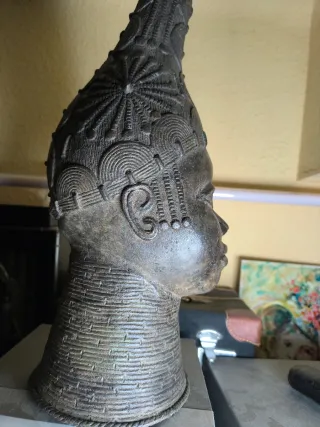Cabeza Bronce Benín África,44 cm de alto