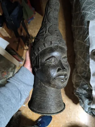 Cabeza Bronce Benín África,44 cm de alto