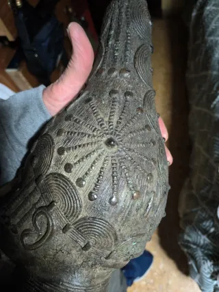 Cabeza Bronce Benín África,44 cm de alto