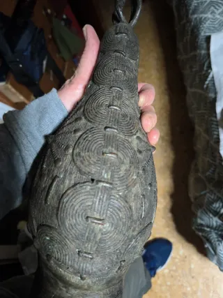 Cabeza Bronce Benín África,44 cm de alto