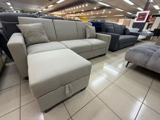 Sofá cama chaise longue con puf