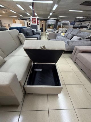 Sofá cama chaise longue con puf