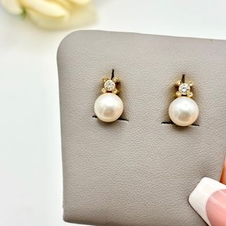 Pendientes de oro 18kt con perlas y diamantes