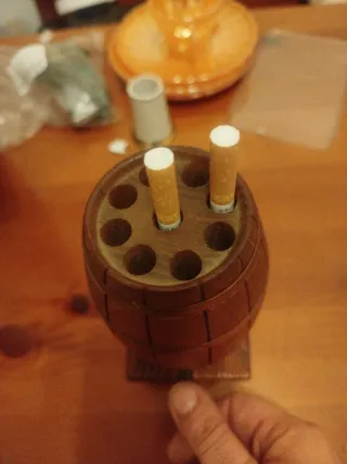 Porta cigarros barril madera