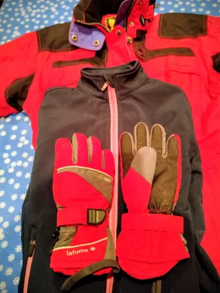 Anorak da sci, giacca interna, guanti 10-12 anni