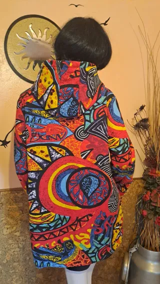 Chaqueta-americana con capucha, forrada multicolor