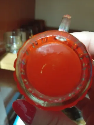 Juego 5 Vasos Cristal con asa. Naranja Retro