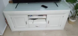 Mueble TV y aparador blanco cristal