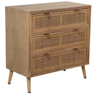Cómoda madera y mimbre 3 cajones