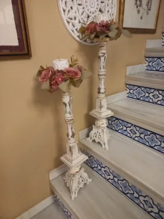 Candelabros pareja Shabby  ALTOS