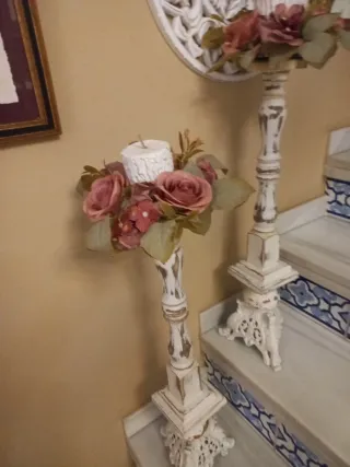 Candelabros pareja Shabby  ALTOS
